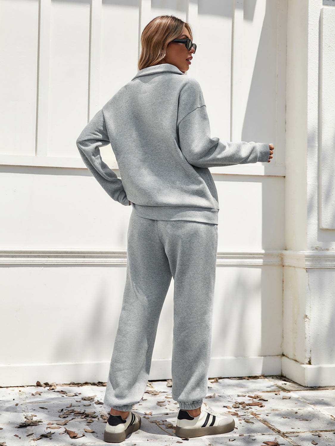 Half Zip Long Sleeve Top and Pants Set